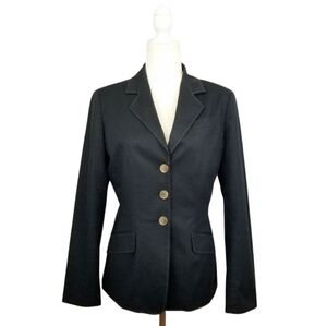 Anne Klein black 3 buttons pockets classic style lined blazer women's size 6